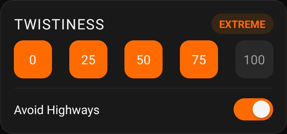 Twistiness control UI